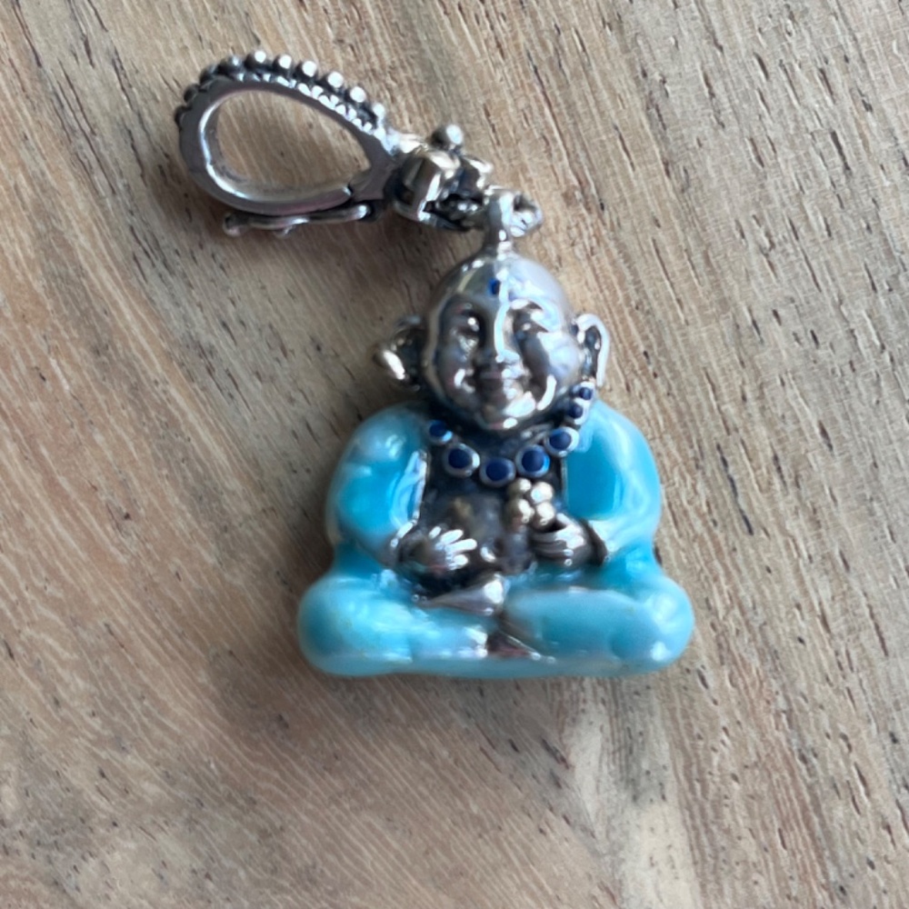 Vintage Buddha charm/enhancer by B Bixby sterling silver 18kt enamel - Picture 5 of 12
